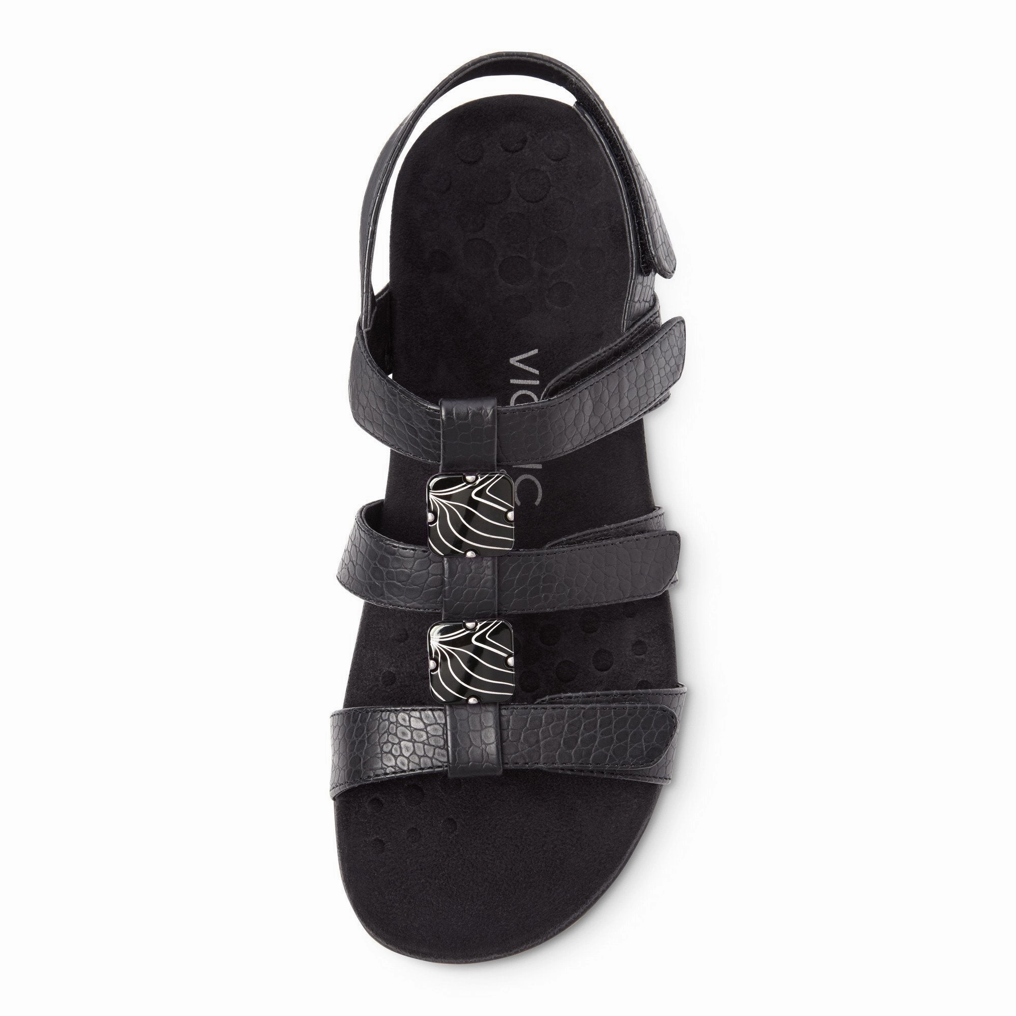VIONIC AMBER SANDAL BLACK CROCODILE - FINAL SALE! Vionic orthotic support shoes