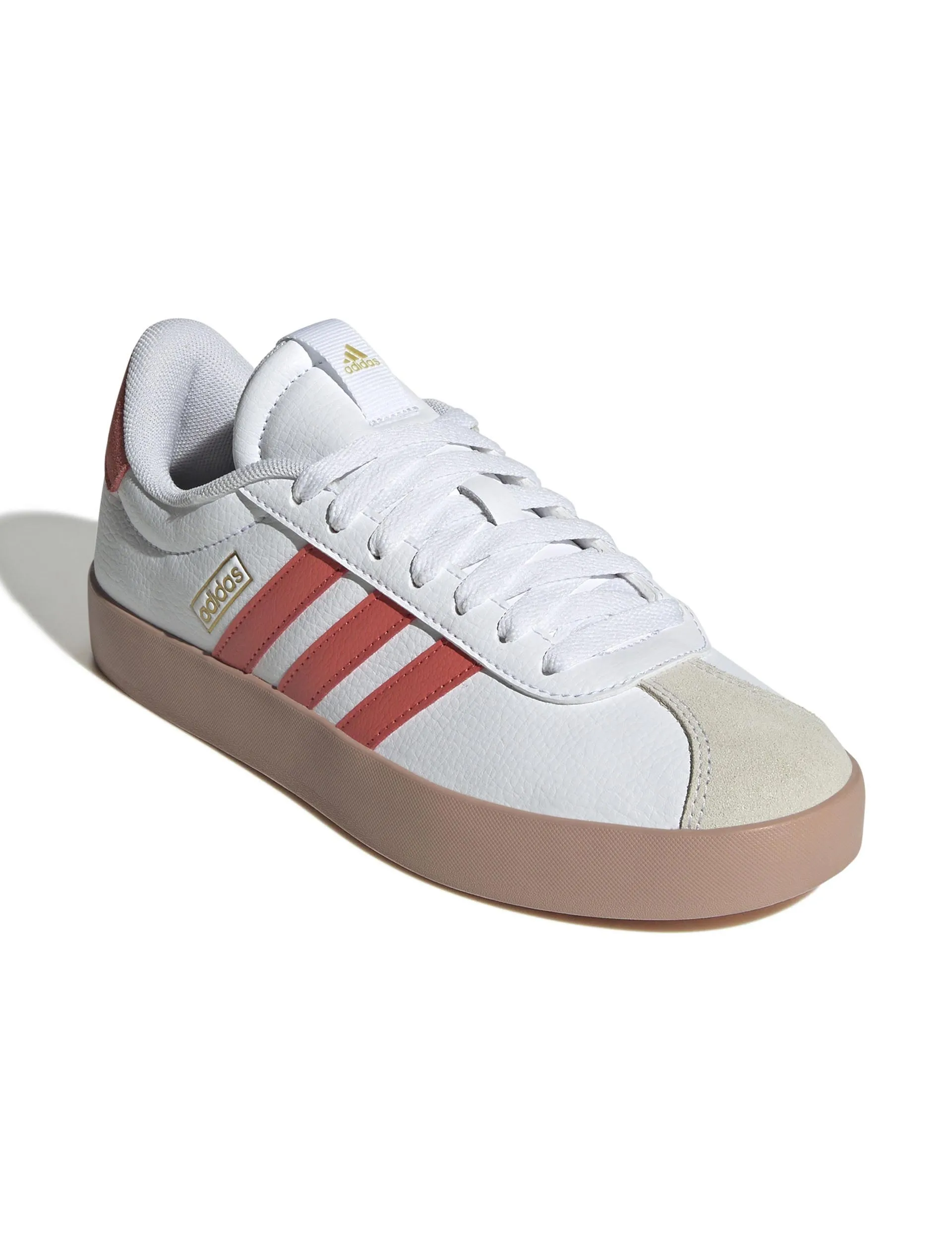 VL Court 3.0 Shoes - Cloud White/Preloved Scarlet/Gold Metallic Adidas trendy casual shoe styles