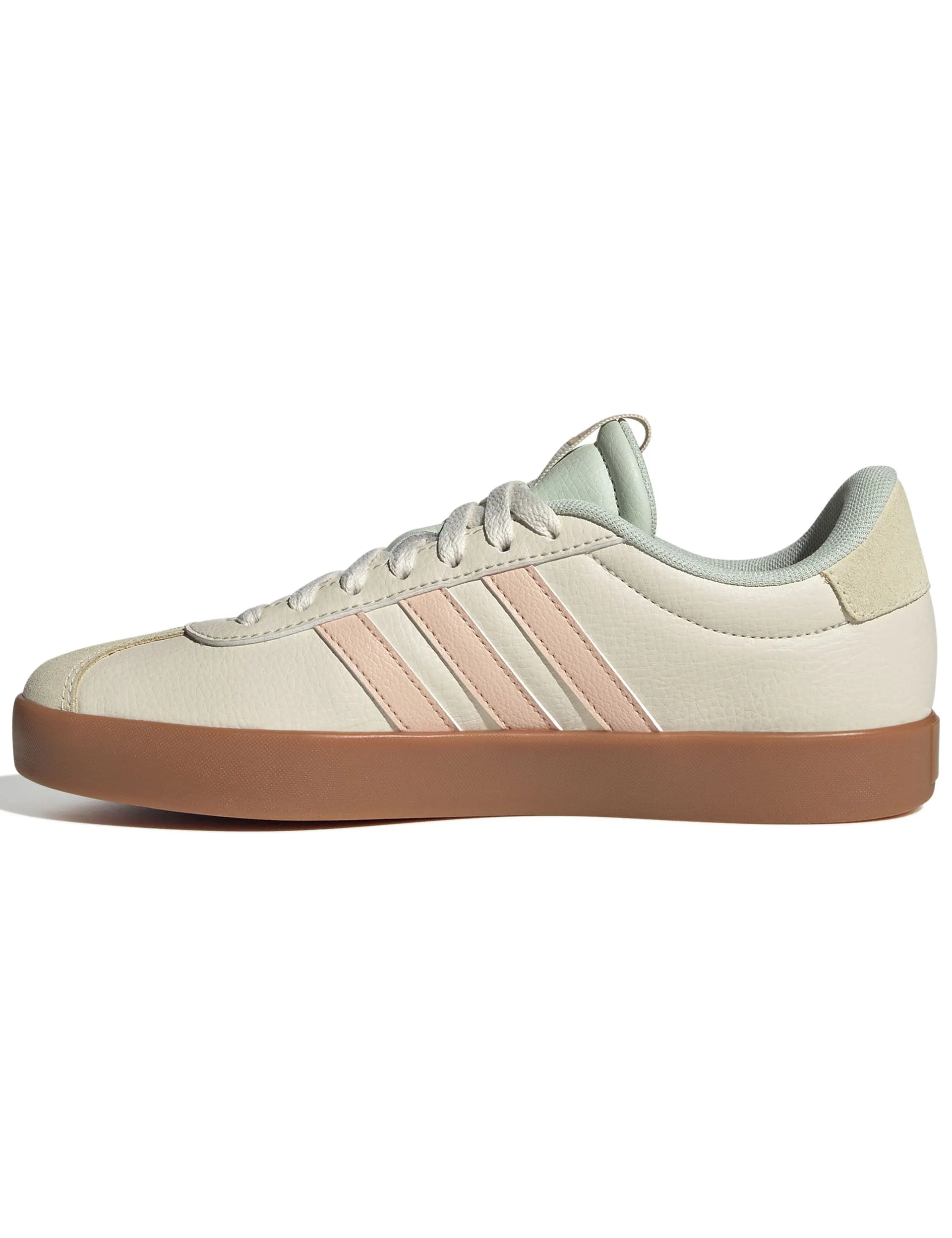 VL Court 3.0 Shoes - Wonder White/Powder Coral/Linen Green Adidas trendy casual shoe styles