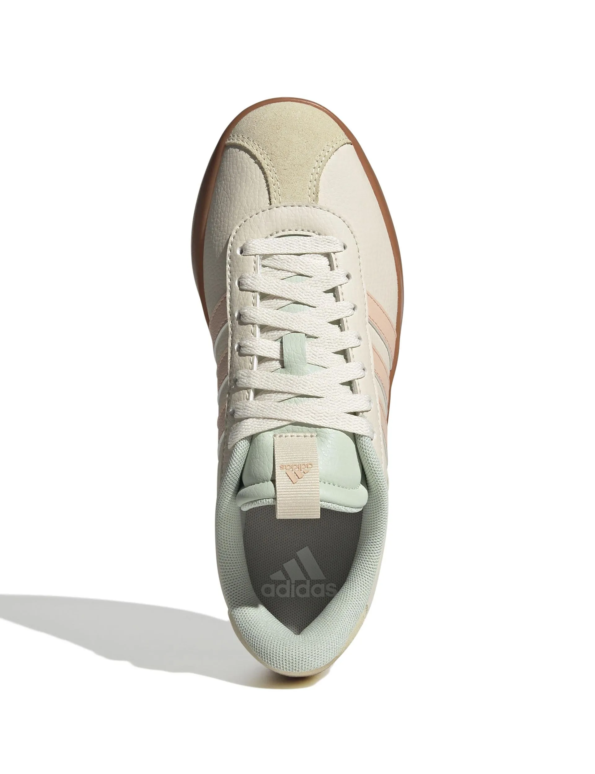 VL Court 3.0 Shoes - Wonder White/Powder Coral/Linen Green Adidas trendy casual shoe styles