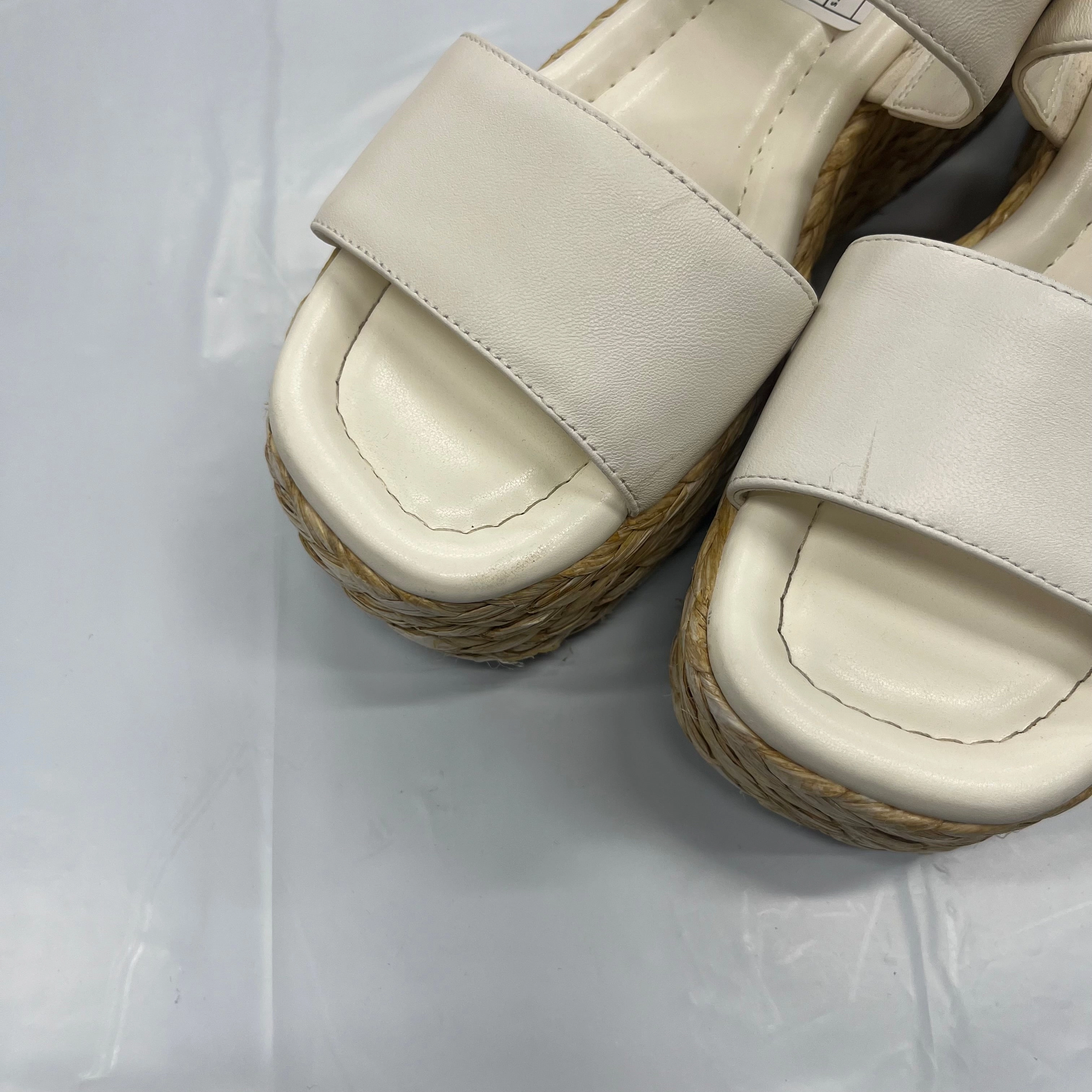 White Shoes Heels Espadrille Block Marc Fisher, Size 8.5 Fashion Heels