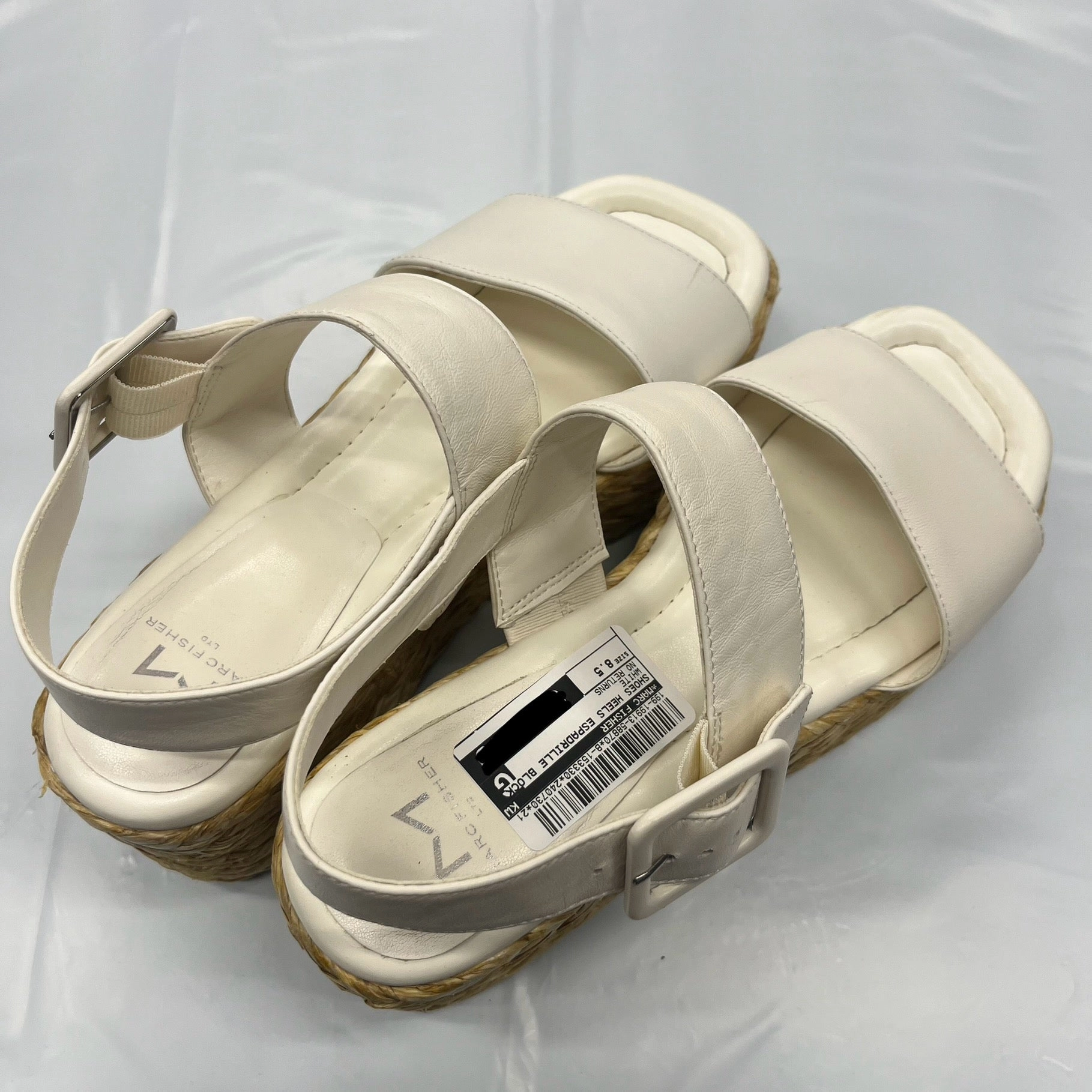 White Shoes Heels Espadrille Block Marc Fisher, Size 8.5 Fashion Heels