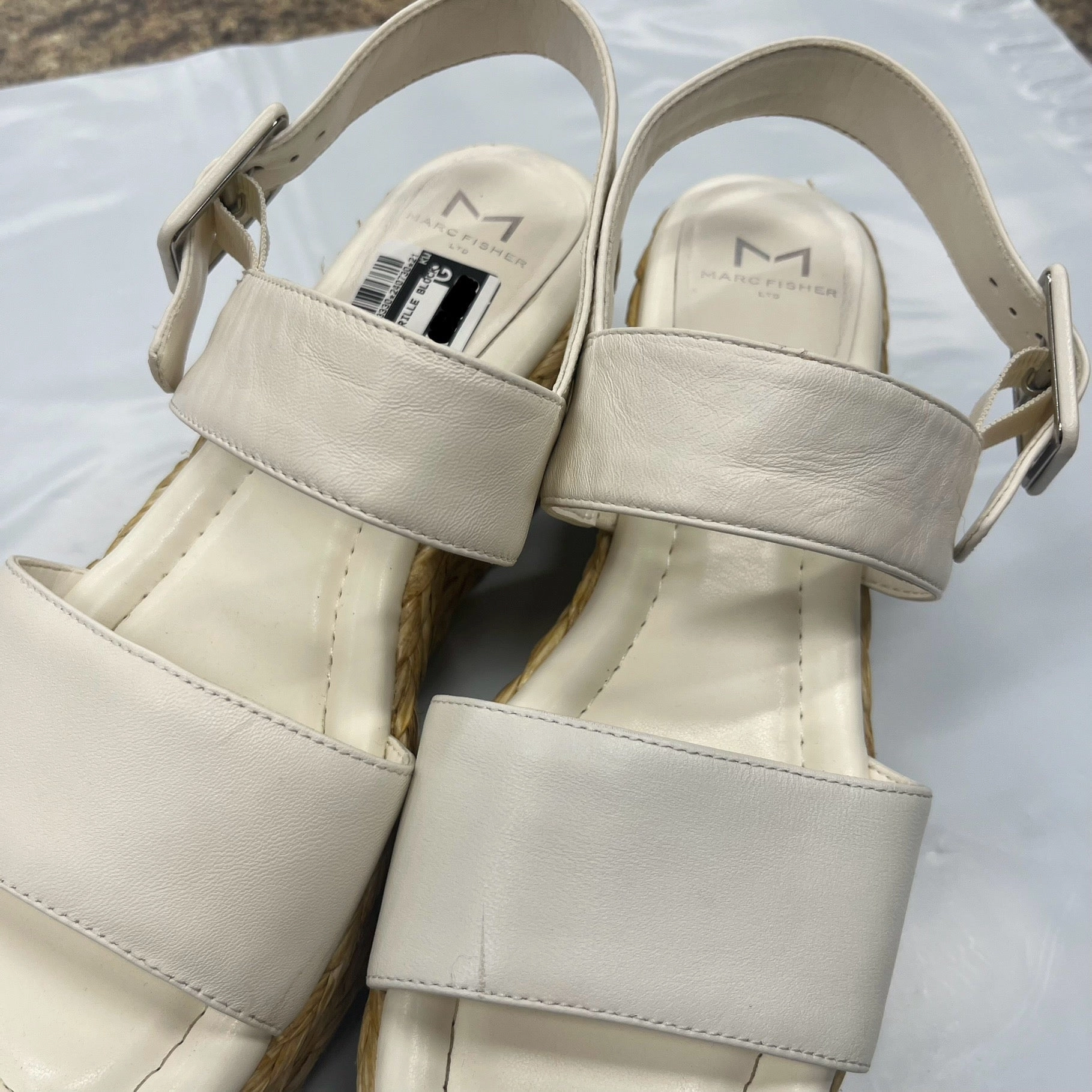 White Shoes Heels Espadrille Block Marc Fisher, Size 8.5 Fashion Heels