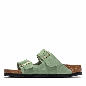 Women's Birkenstock Arizona Soft Footbed Suede - Green Tea Birkenstock supportive sandals with cork footbed