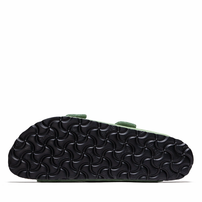 Women's Birkenstock Arizona Soft Footbed Suede - Green Tea Birdsoles eco-friendly shoe options