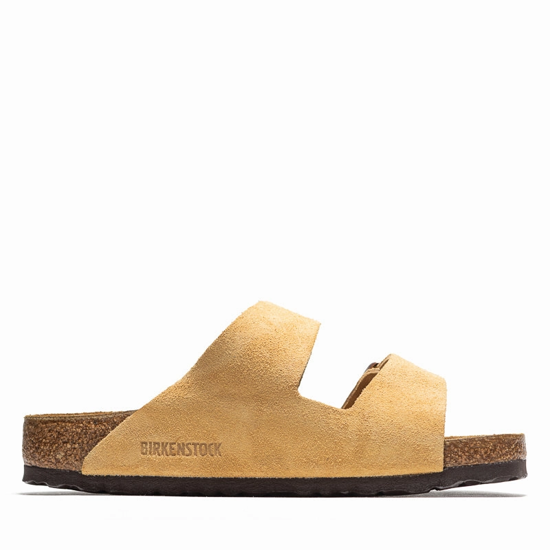 Women's Birkenstock Arizona Suede - Latte Cream Birdsoles eco-friendly shoe options