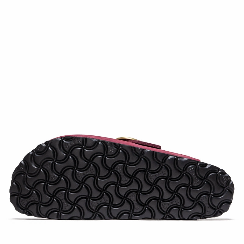 Women's Birkenstock Boston Big Buckle Nubuck - Berry Crush Birdsoles eco-friendly shoe options