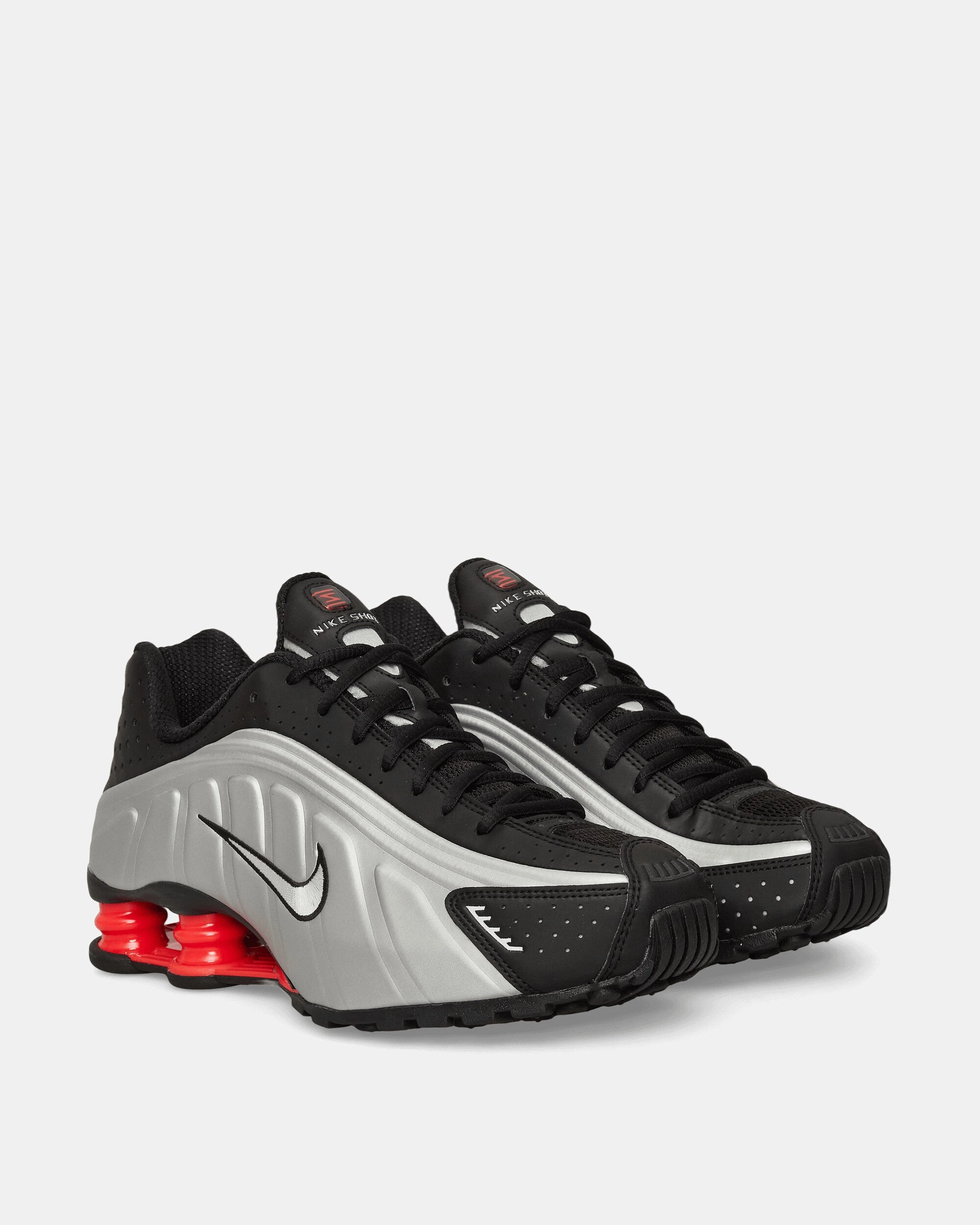 Women's Shox R4 Sneakers Metallic Silver / Black / Light Crimson Flexible Shoes