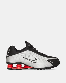 Women's Shox R4 Sneakers Metallic Silver / Black / Light Crimson Nike breathable sports sneakers for comfort