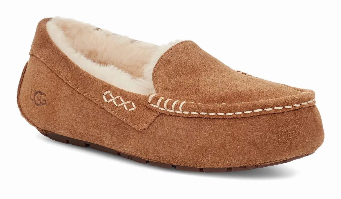 Women's UGG Ansley  Classic Suede Moccasin with Wool Lining Ugg cozy footwear visuals