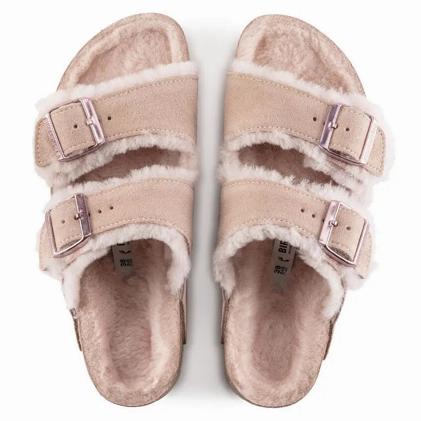 Womens Birkenstock Arizona Shearling  Cozy Suede Sandal with Plush Lining Birkenstock ergonomic sandals