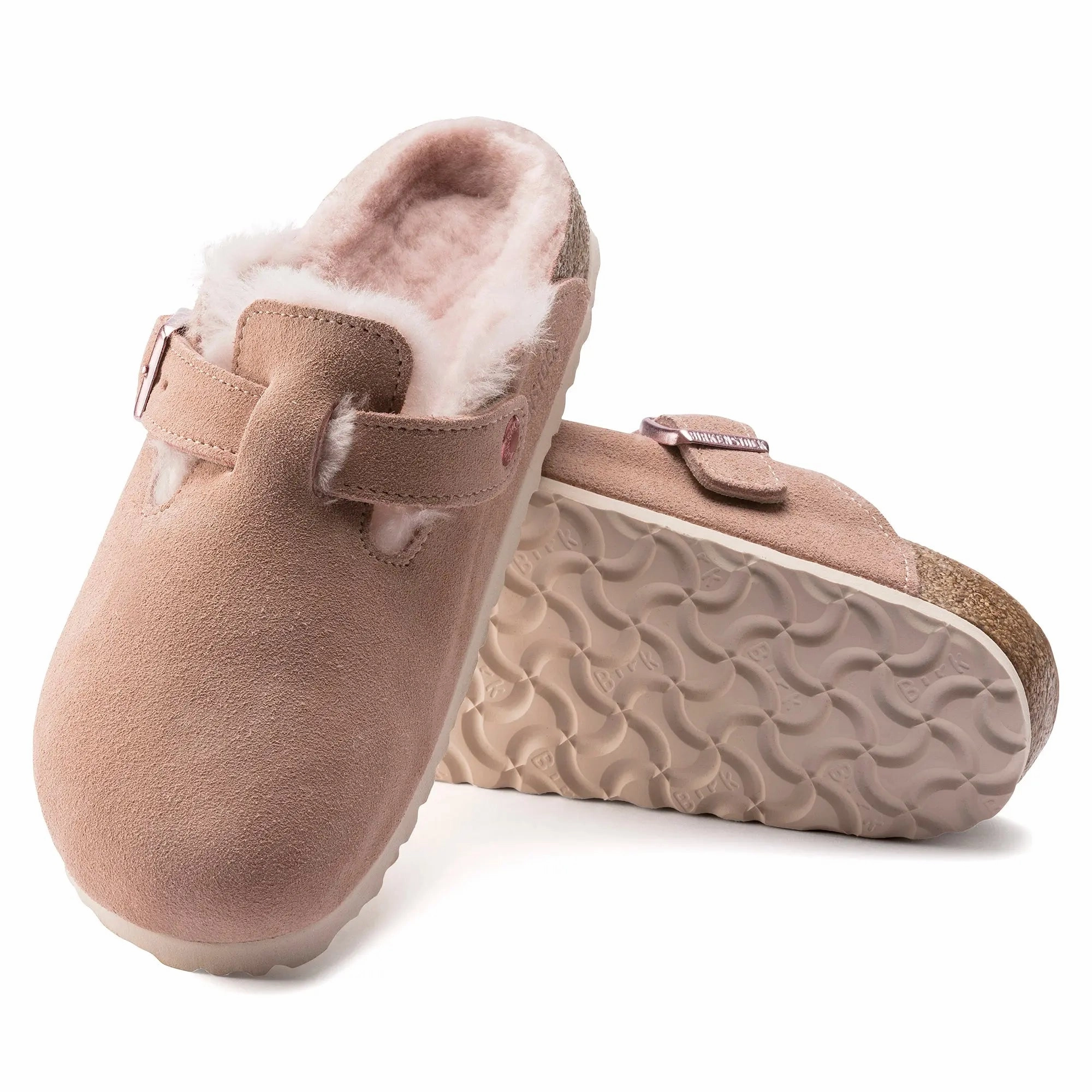 Womens Birkenstock Boston Shearling  Cozy Suede Clog with Plush Lining Birkenstock ergonomic sandals