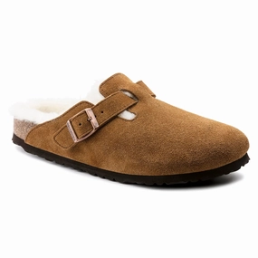 Womens Birkenstock Boston Shearling  Cozy Suede Clog with Plush Lining Birkenstock soft footbed slides for casual wear