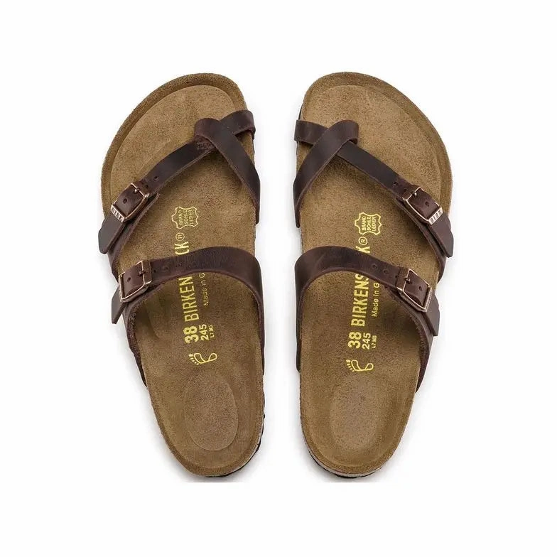 Womens Birkenstock Mayari Oiled Leather  Elegant Sandal with Supportive Comfort Birkenstock ergonomic sandals