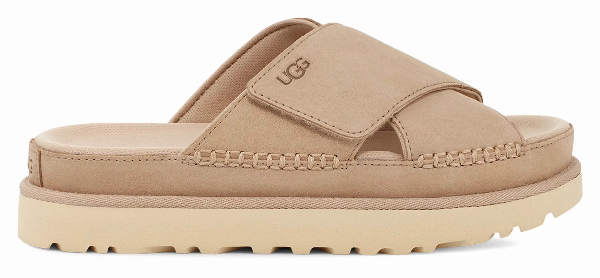 Womens UGG Goldenstar Cross Slide  Light, Luxe & Eco-Friendly Ugg cozy footwear visuals