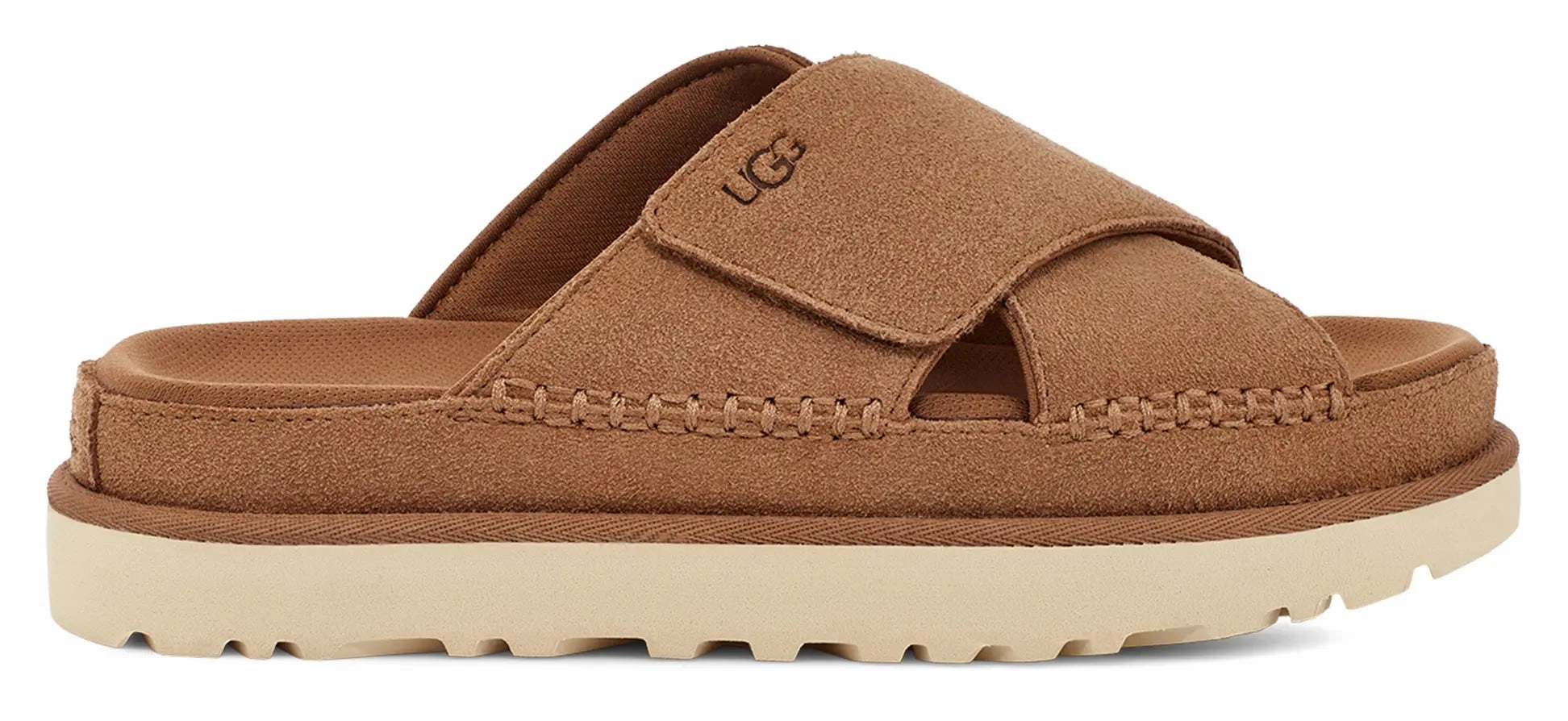 Womens UGG Goldenstar Cross Slide  Light, Luxe & Eco-Friendly Ugg cozy footwear visuals