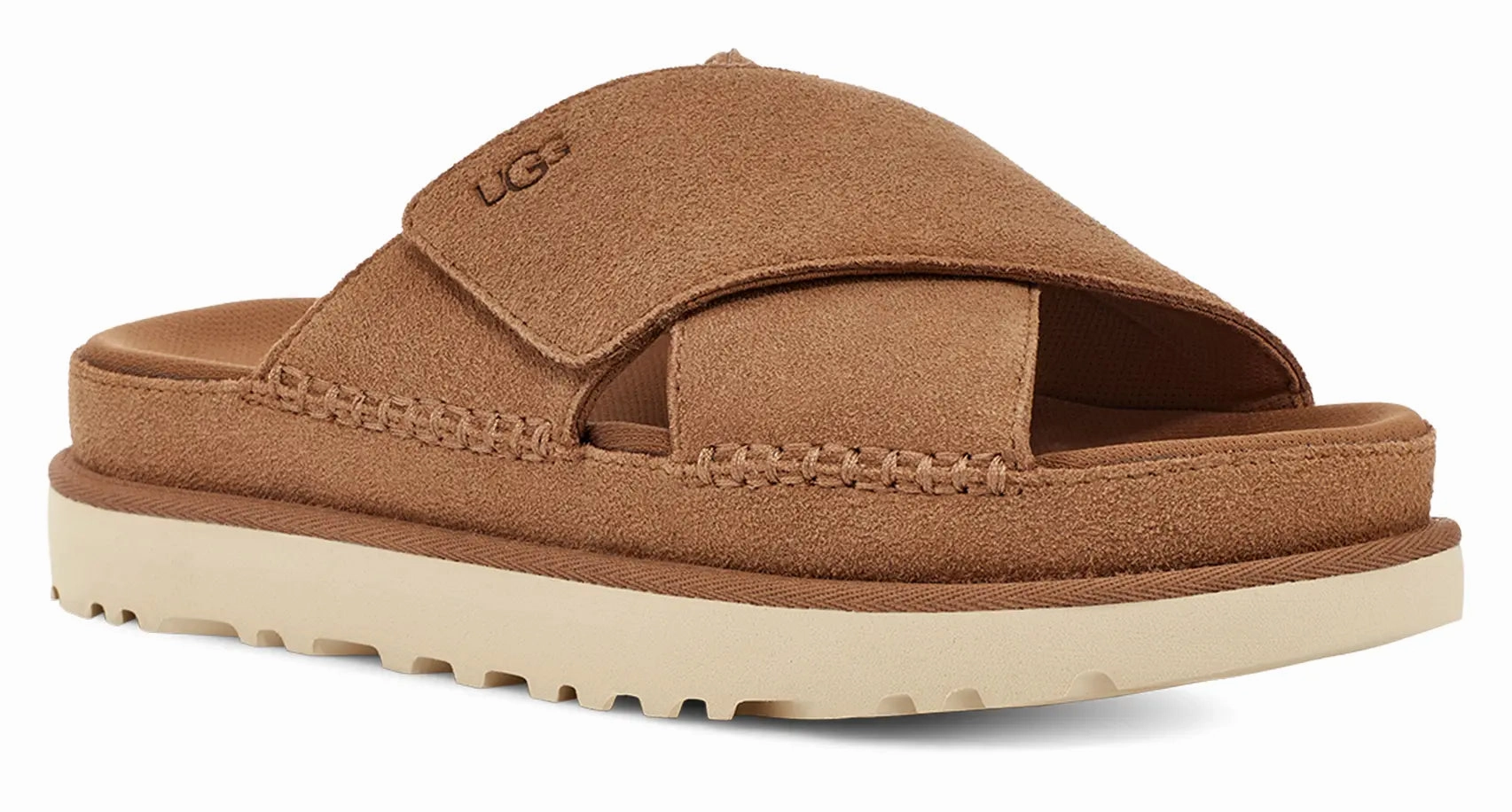 Womens UGG Goldenstar Cross Slide  Light, Luxe & Eco-Friendly Ugg cozy footwear visuals