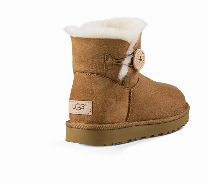 Womens UGG Mini Bailey Button II  Cozy Sheepskin Boot with Versatile Style Ugg cozy footwear visuals
